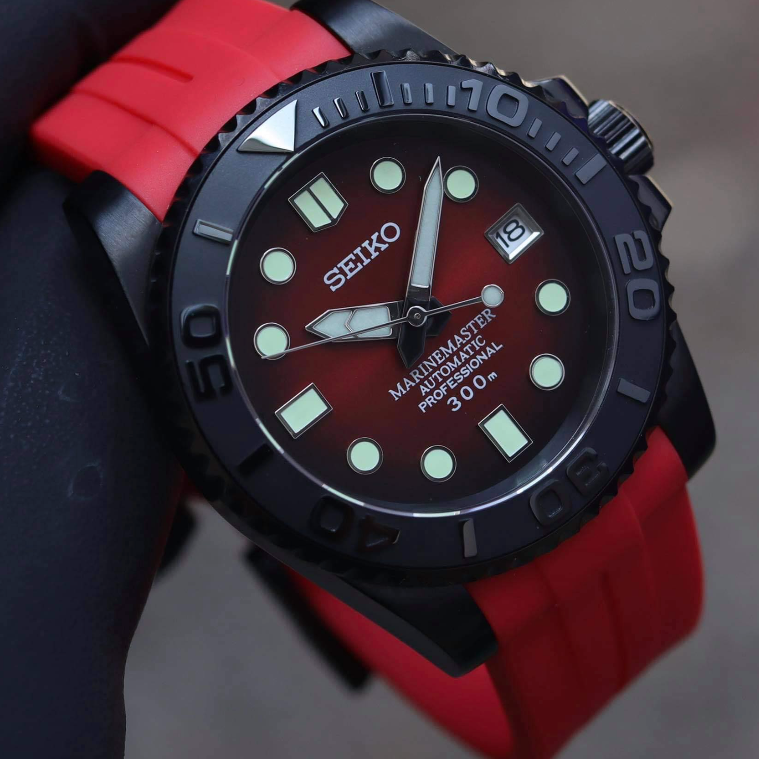 Black Red Yachtmaster Seikomod Watch