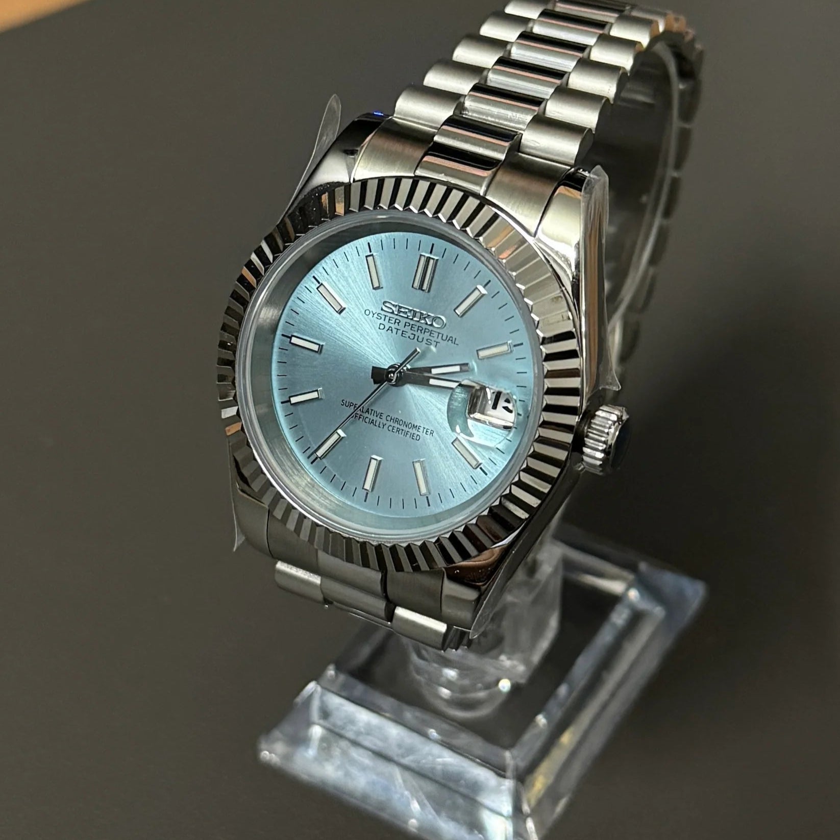 DateJust SeikoMods Steel Ice Blue