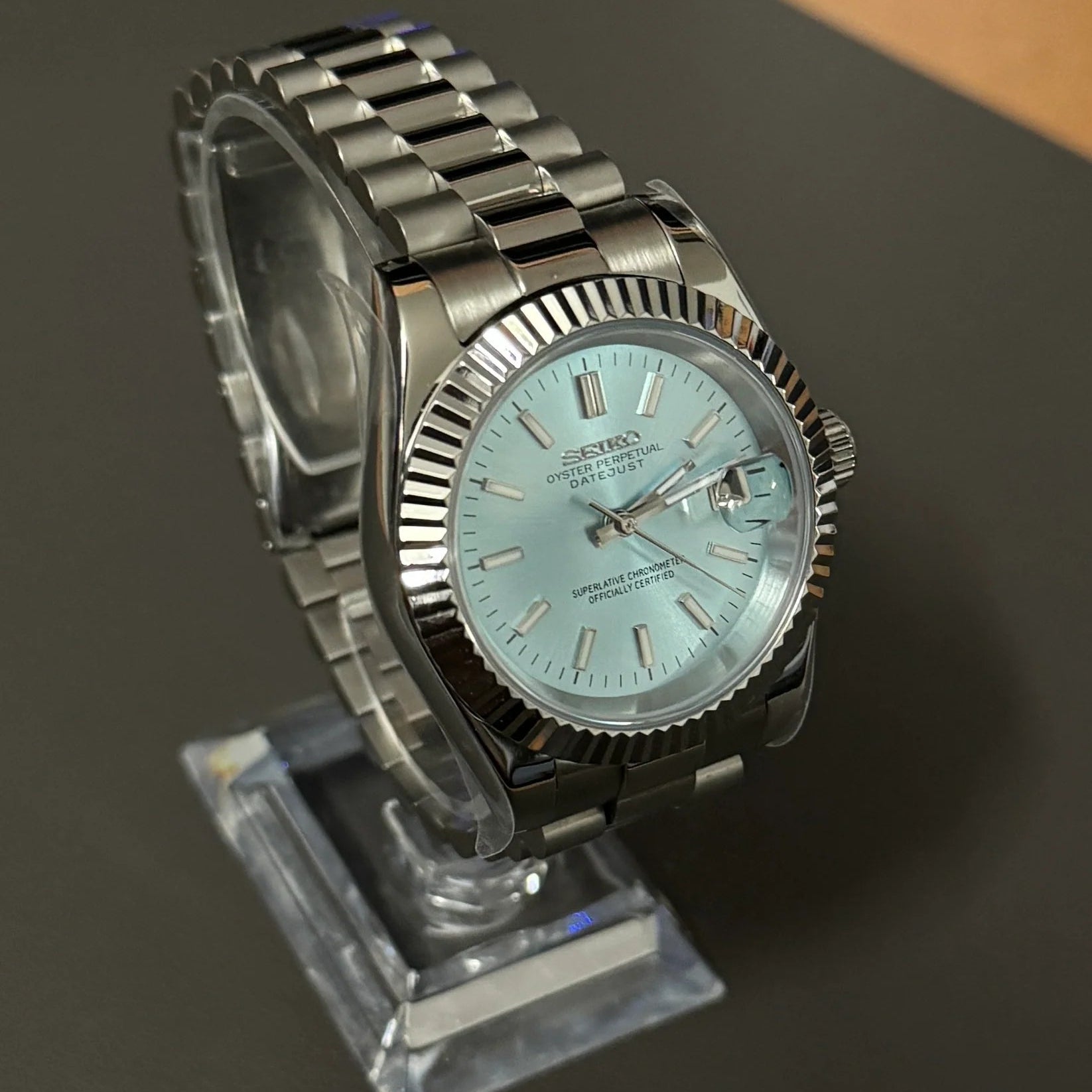 DateJust SeikoMods Steel Ice Blue