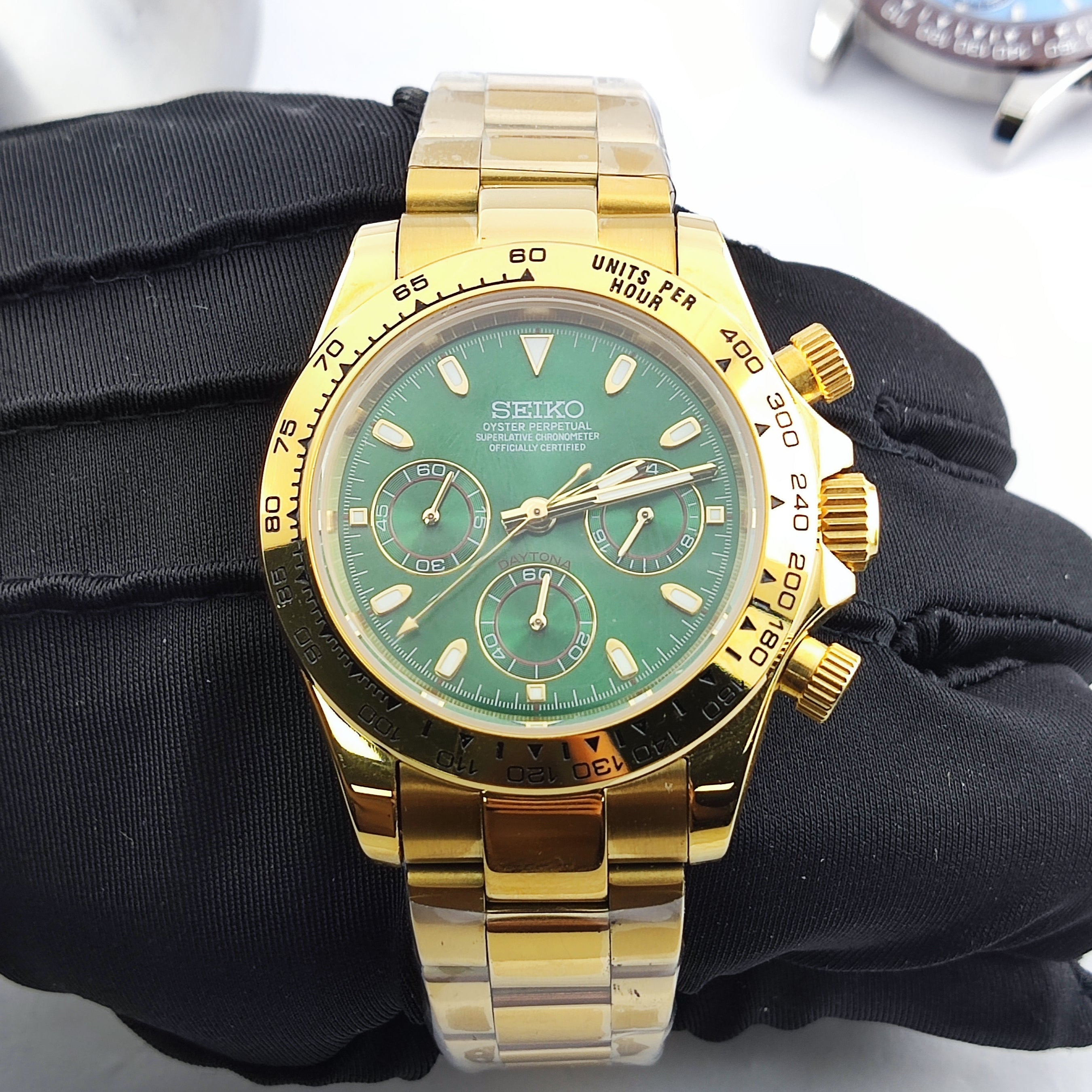 Seikomod Daytona Gold Green