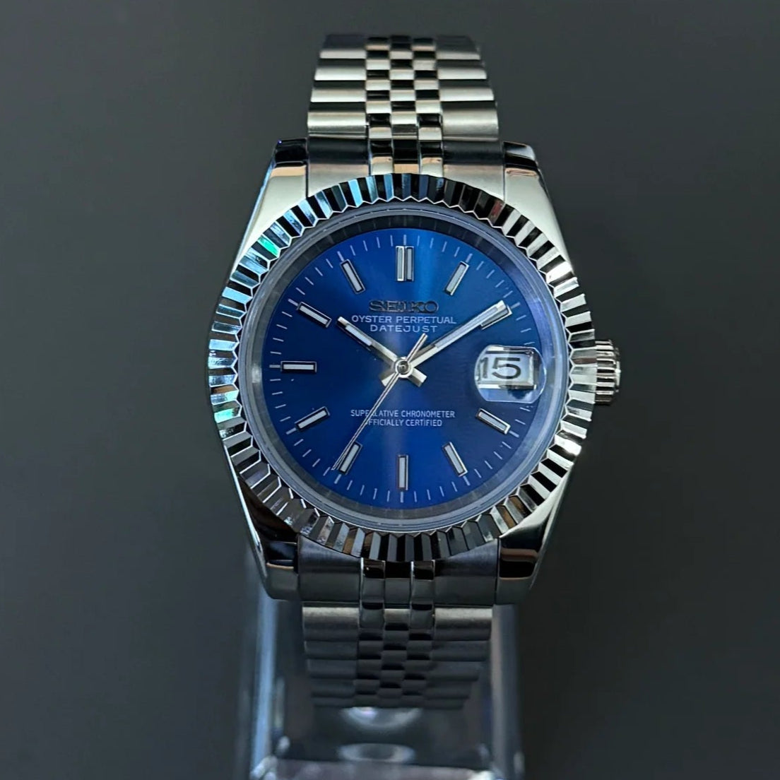 DateJust SeikoMods Steel Blue