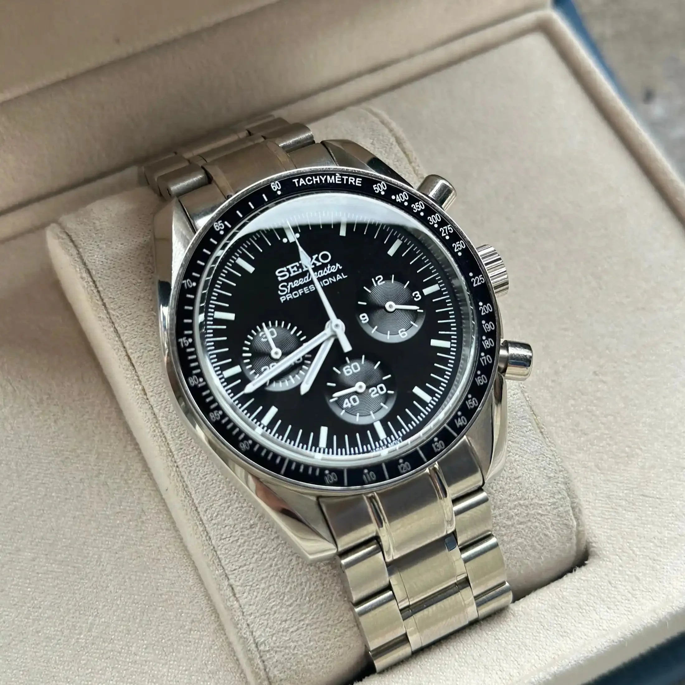 Black White Speedmaster Seikomod Watch