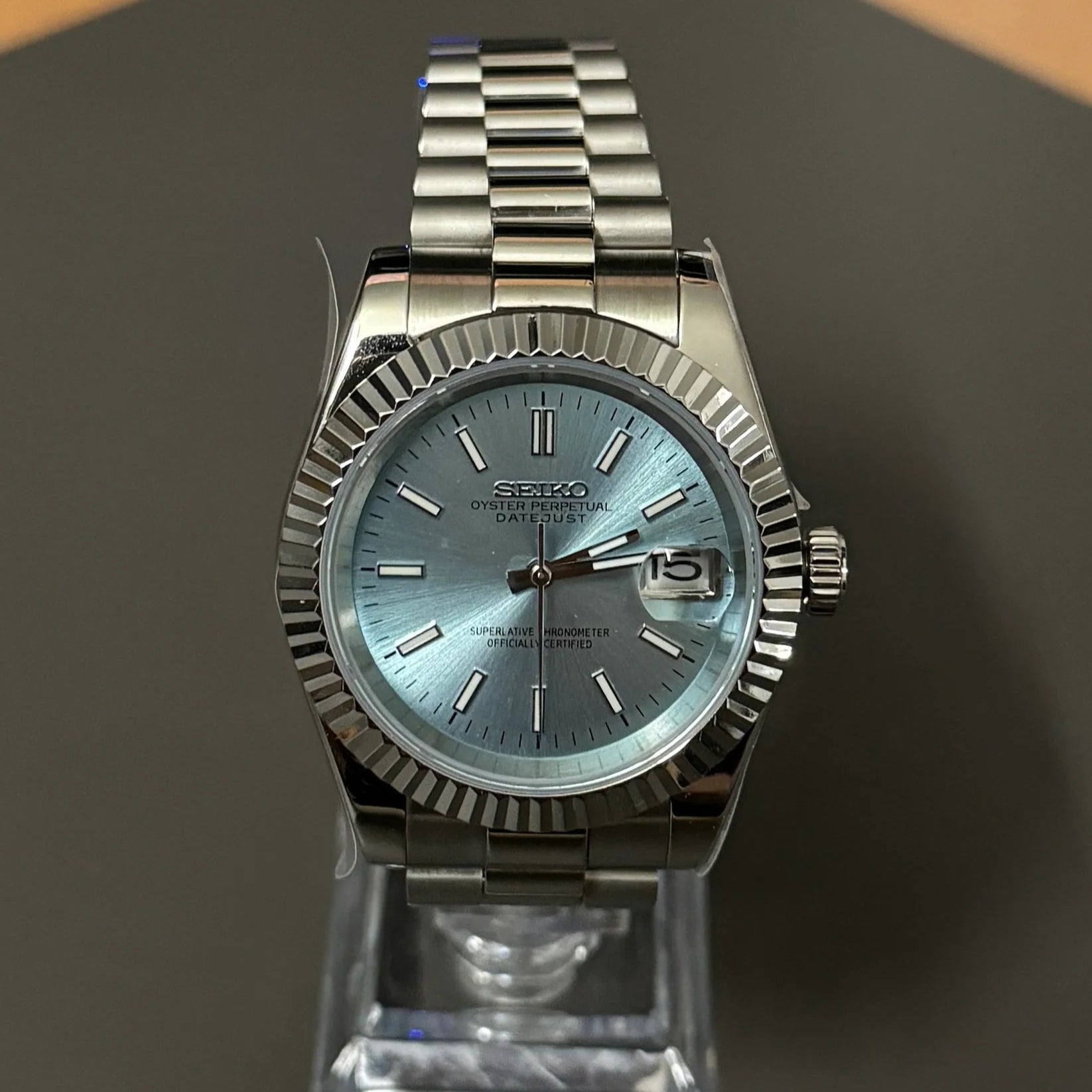 DateJust SeikoMods Steel Ice Blue