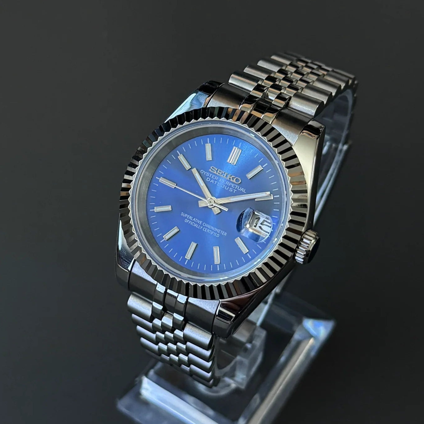 DateJust SeikoMods Steel Blue