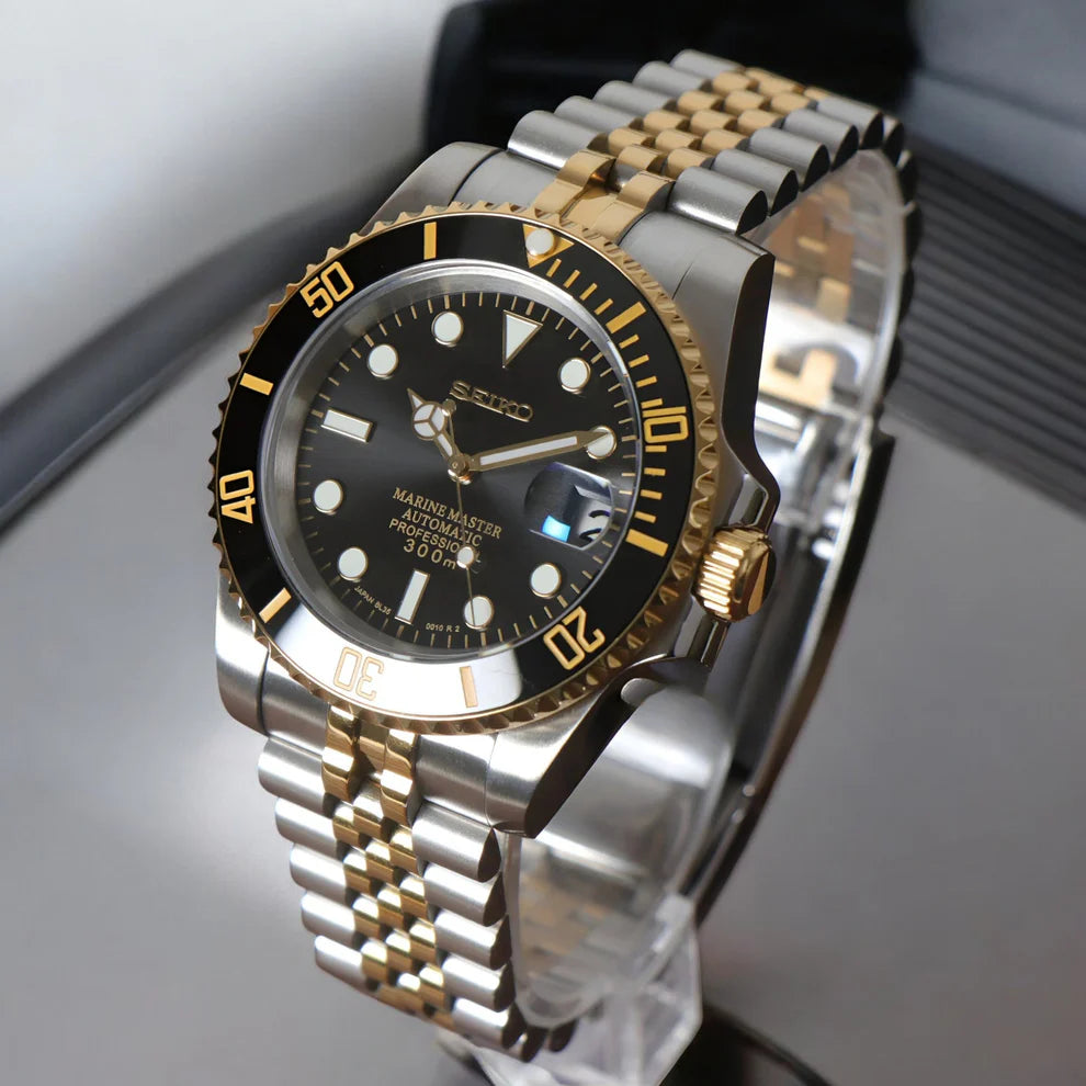 Seiko Mod Submariner Silver - Gold