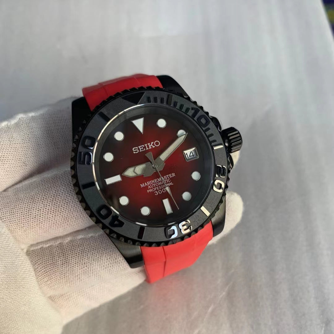 Black Red Yachtmaster Seikomod Watch