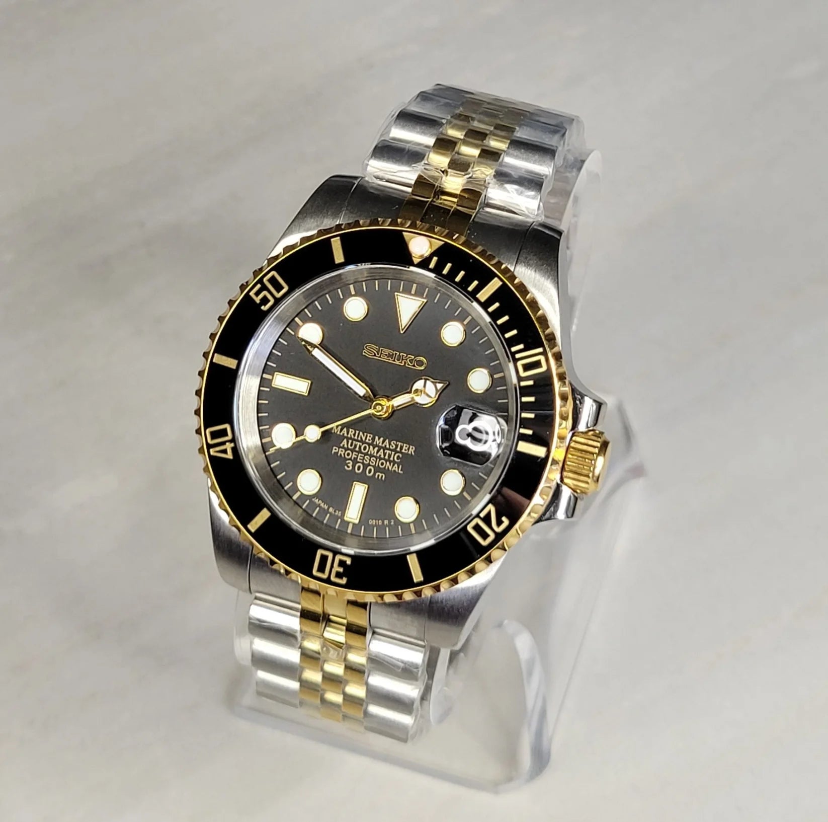 Seiko Mod Submariner Silver - Gold