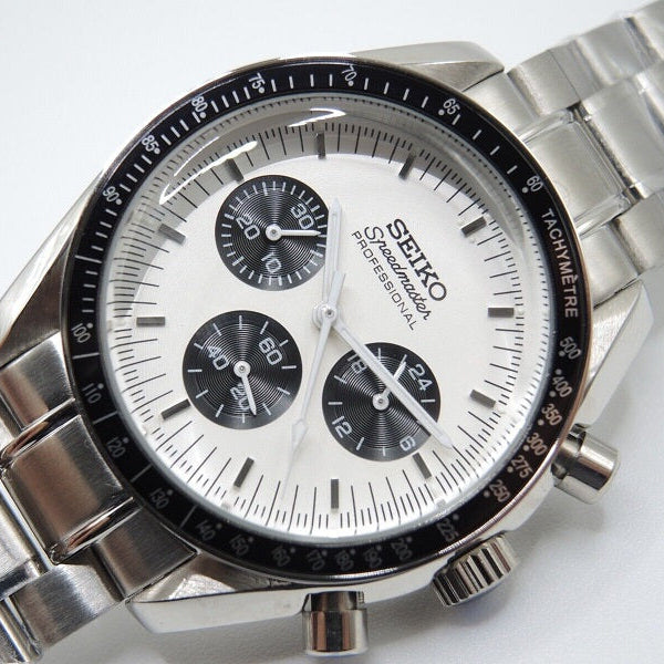 White Black  Speedmaster Seikomod Watch